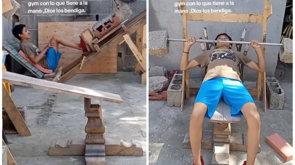 ¿Tarimas de sobra? Joven tamaulipeco busca sueño de un gimnasio casero (VIDEO)