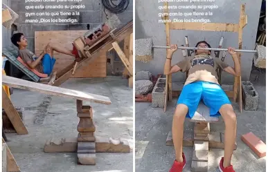 ¿Tarimas de sobra? Joven tamaulipeco busca sueño de un gimnasio casero (VIDEO)