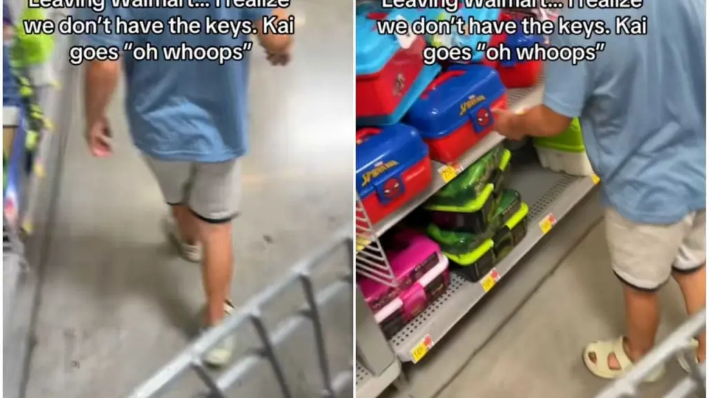 ¿Y las llaves? Hijo le juega broma a mamá en supermercado (VIDEO)