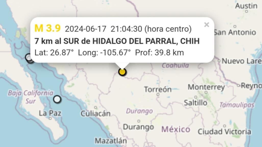 ¡Cerca la bala! Sismo sorprende la frontera entre Durango y Chihuahua