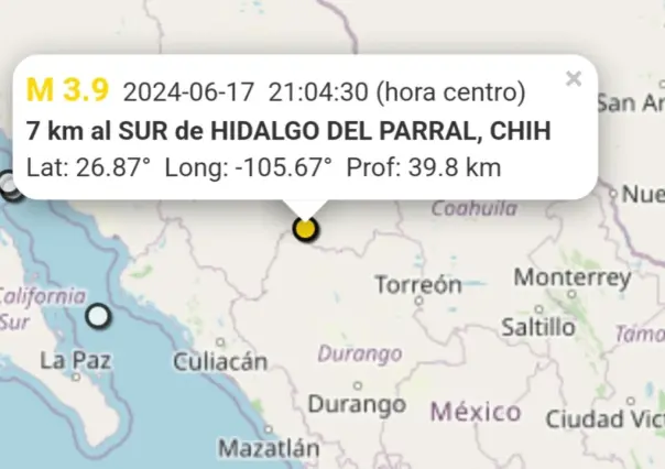 ¡Cerca la bala! Sismo sorprende la frontera entre Durango y Chihuahua