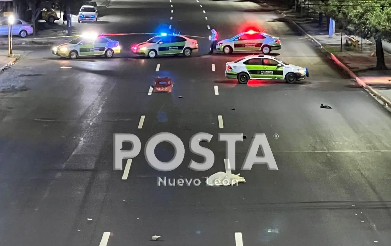 El auto del presunto responsable del atropello abandonado en la avenida tras el accidente vial y el cuerpo de la víctima a un costado de la calle. Foto: Raymundo Elizalde.