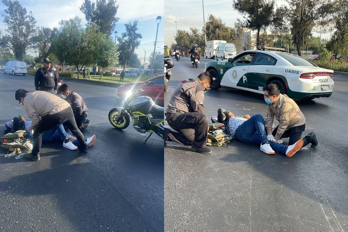 Algunas personas ayudaron al motociclista luego de ser atropellado. Foto: Ramón Ramírez