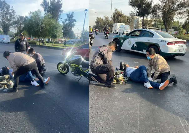 Unidad de transporte público arrolla a motociclista y huye