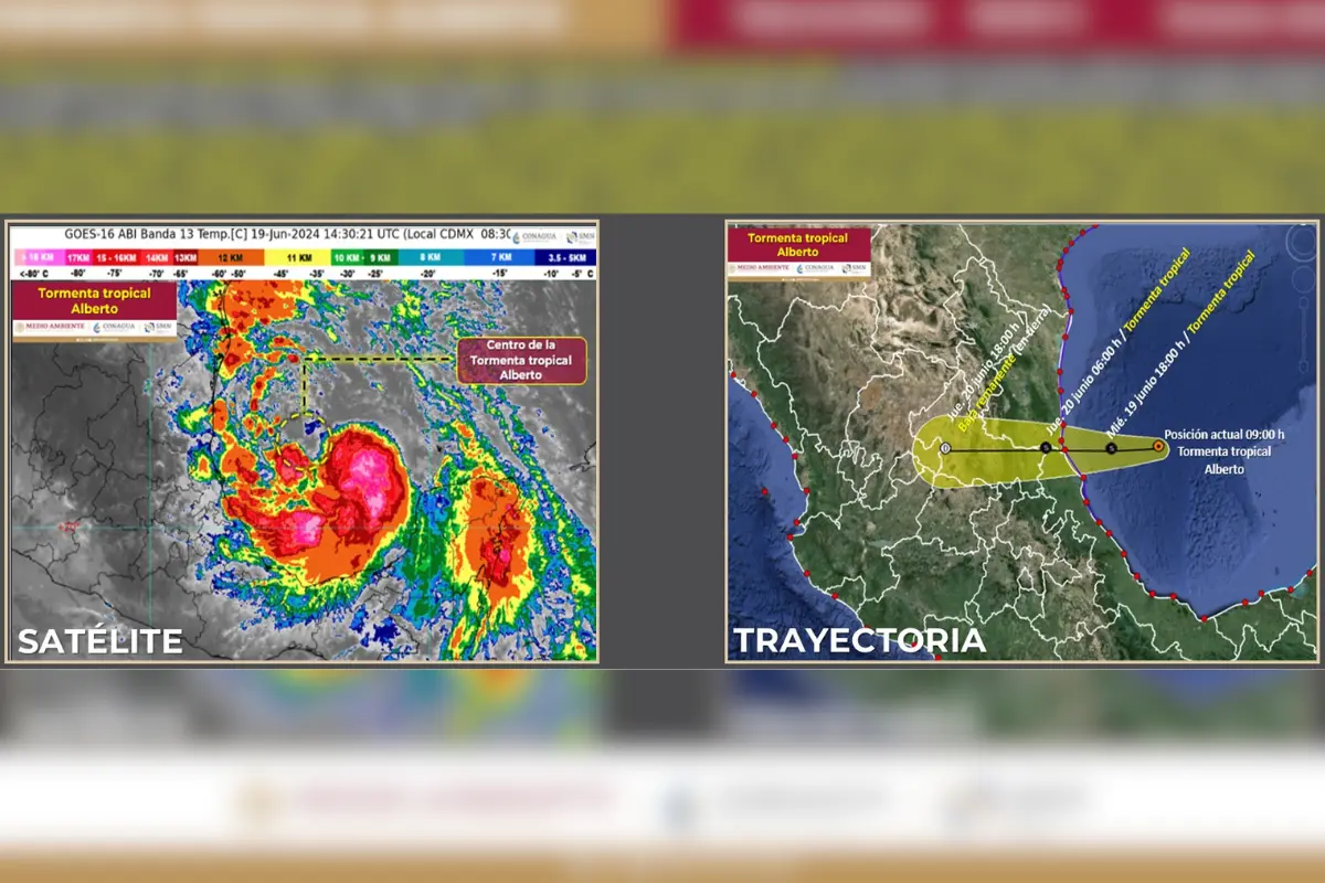 La Comisión Nacional del Agua informó que el potencial ciclón tropical uno evolucionó a la tormenta tropical Alberto, la primera de la temporada 2024. Foto: CNA