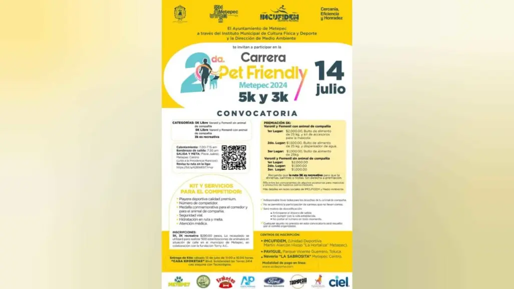 Metepec se prepara para la 2da Carrera Pet Friendly 2024