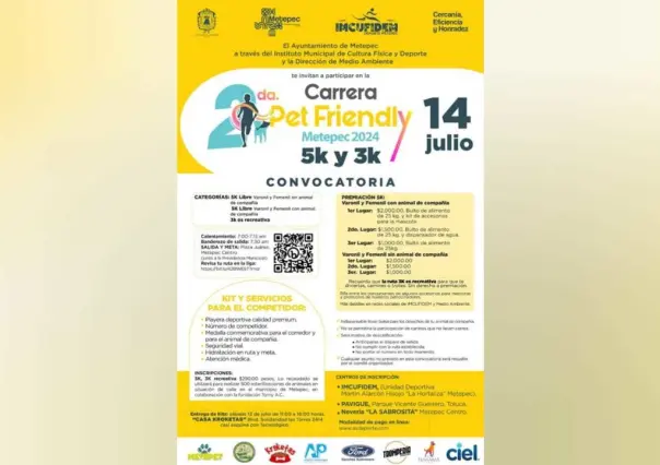 Metepec se prepara para la 2da Carrera Pet Friendly 2024