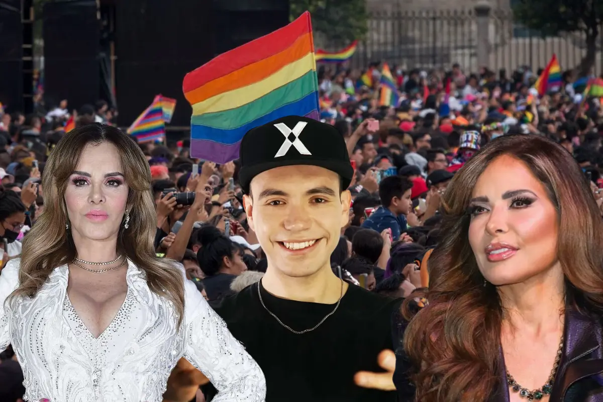 Marcha del Pride, Lucía Méndez, Raymix y Gloria Trevi. Foto: @julioastillero