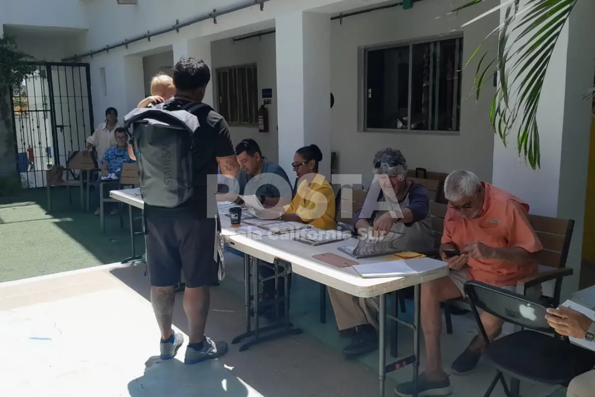 Colegio San Agustín, Cabo San Lucas, durante las elecciones 2024.  Foto: Irving Thomas / POSTA BCS