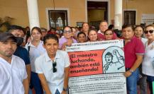 Maestros protestan en las oficinas de la SEP Yucatán