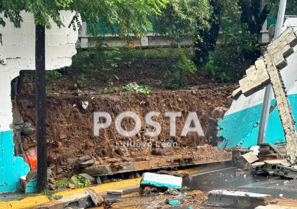 Lluvias derriban barda de primaria al sur de Monterrey