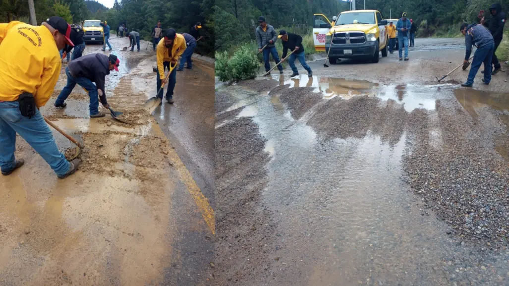 Despejan caminos y carreteras tras tormenta en Arteaga 