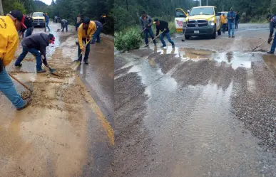 Despejan caminos y carreteras tras tormenta en Arteaga 