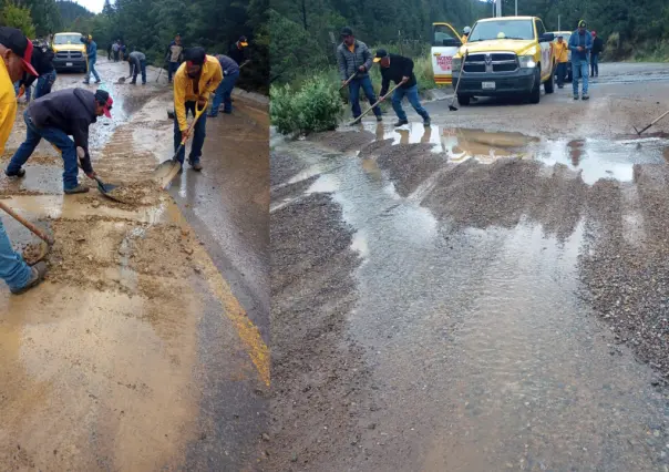 Despejan caminos y carreteras tras tormenta en Arteaga 