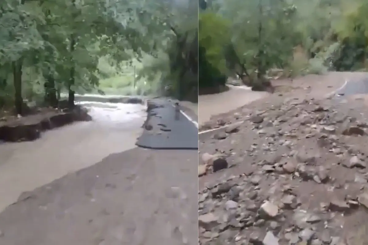 Colapso de varios tramos de carretera en las comunidades de San Isidro y Cilantrillo. Foto y video: Especial