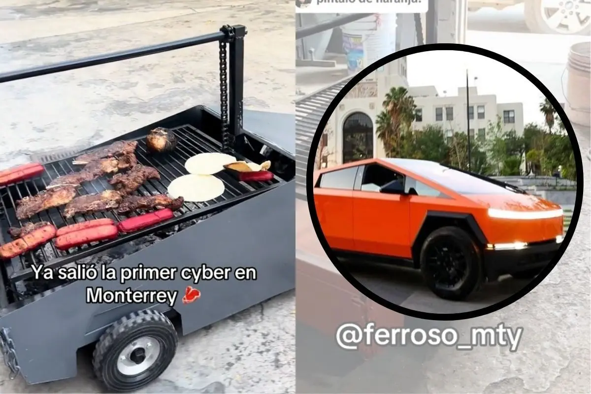 Asador en forma de Cybertruck. Foto: TikTok ferroso_mty