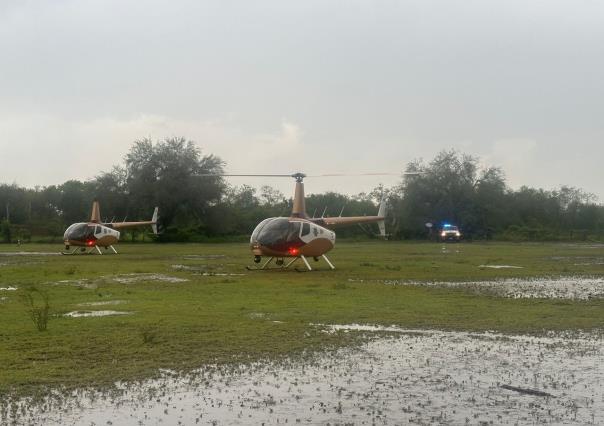 Helicópteros rescatan a 25 personas en Hidalgo, Tamaulipas