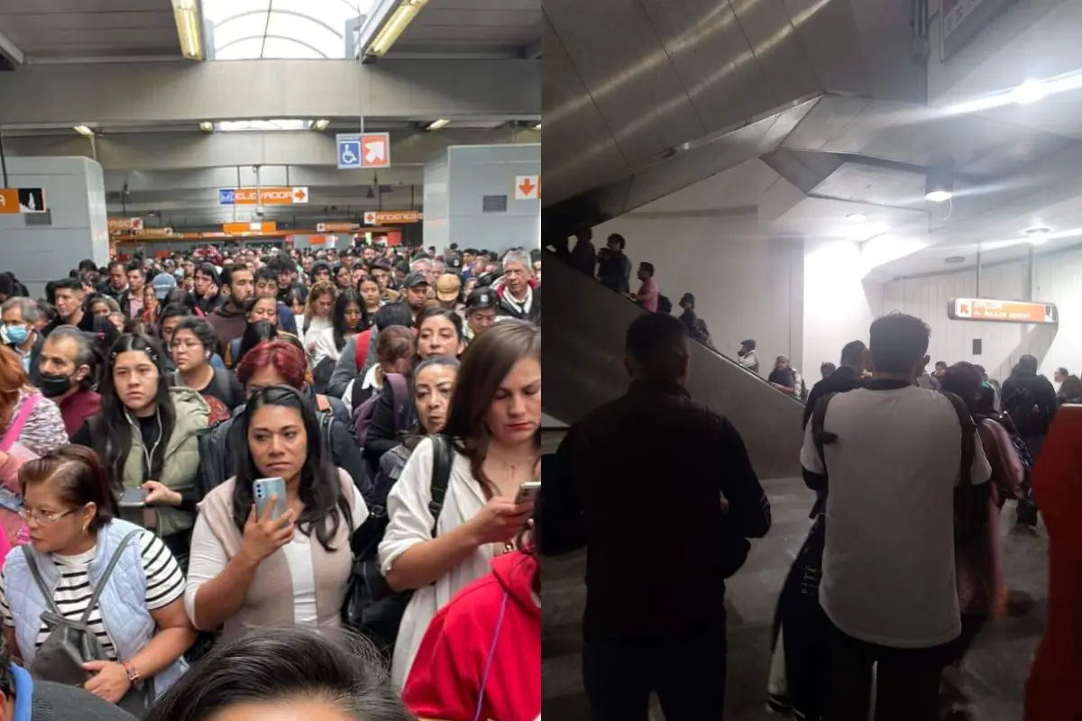 Personas esperando a que se restableciera el servicio del Metro. Foto: Ramón Ramírez