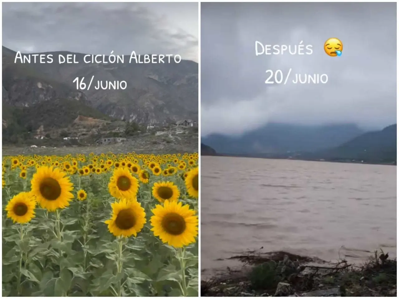 Todo cambió 4 días después; ya que tras el paso de la tormenta Alberto. Foto: Tiktok.