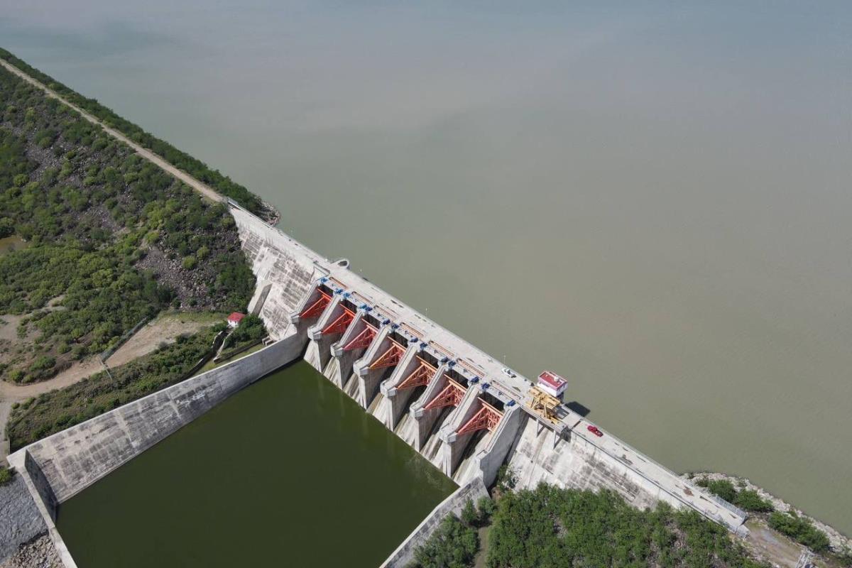 Presa El Cuchillo, en Nuevo León, a 40% de su capacidad tras el paso de Alberto. Foto: @samuel_garcias