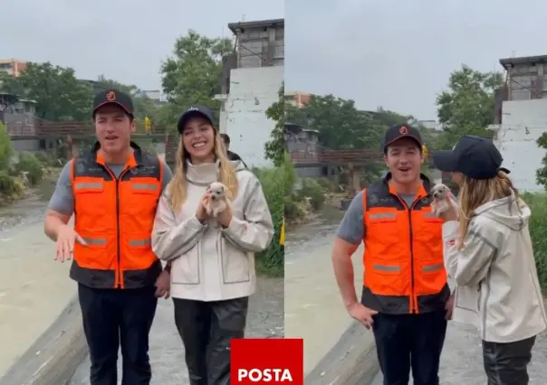 Samuel García y Mariana adoptan a un perrito tras la tormenta Alberto