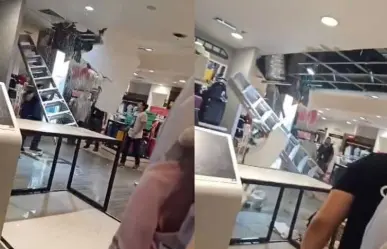 ¡Aguas con el techo! Colapso del plafón en tienda durante las lluvias