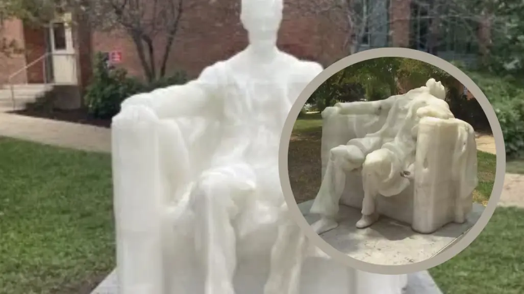 Escultura de Abraham Lincoln se derrite por altas temperaturas en Washington