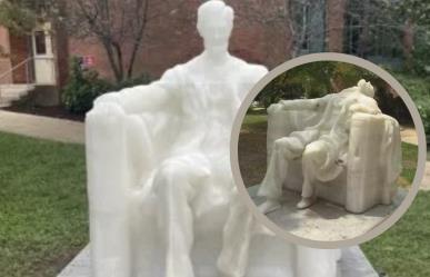 Escultura de Abraham Lincoln se derrite por altas temperaturas en Washington