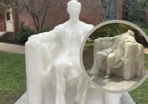 Escultura de Abraham Lincoln se derrite por altas temperaturas en Washington