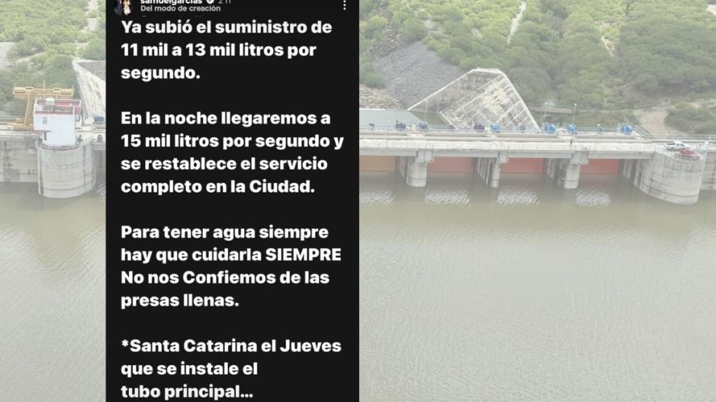 Samuel García asegura suministro de agua en Monterrey para este martes 25 de junio