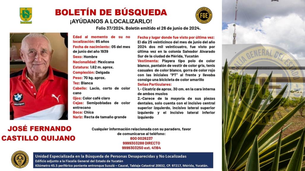 Buscan a abuelito de 85 años extraviado en Mérida