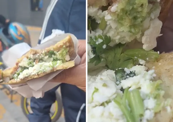 Joven denuncia gusanos en su gordita de chicharrón, ¿dónde la compró? | VIDEO