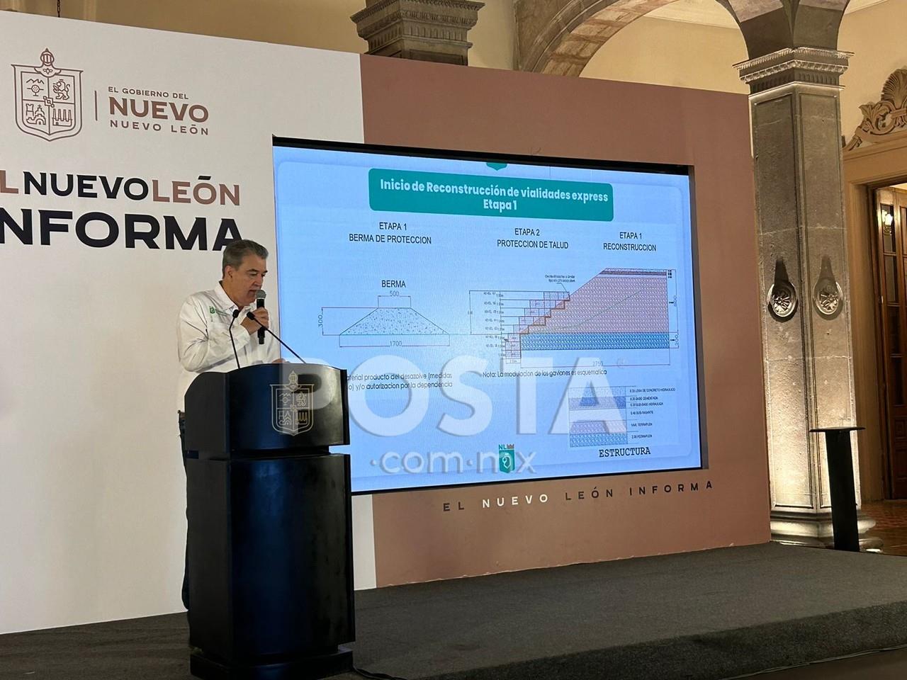 El secretario de Infraestructura y Movilidad, Hernán Villarreal, explicando los trabajos de construcción en movilidad por la tormenta Alberto. Foto: Rosy Sandoval.