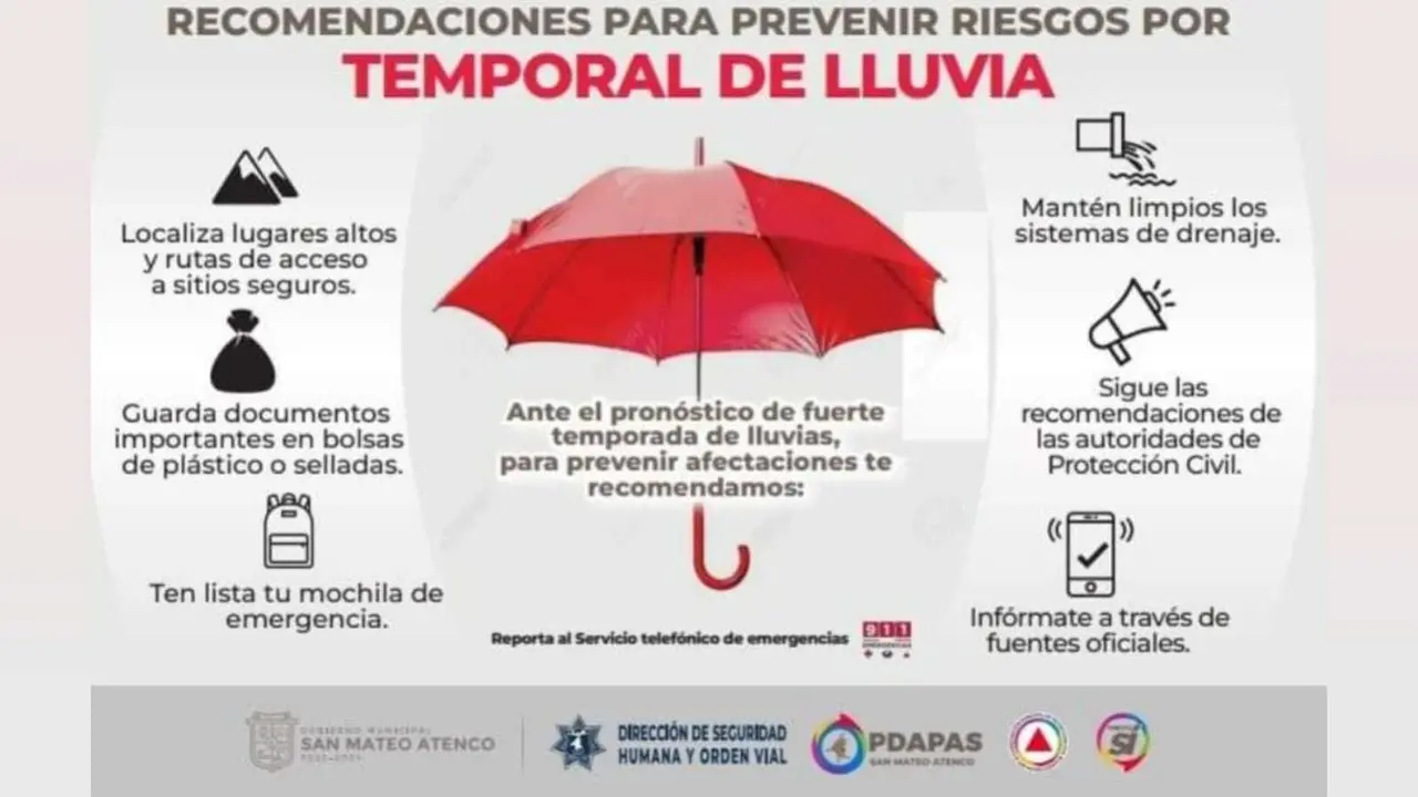 Cómo proteger tu hogar durante la temporada de lluvias. Foto: Gobierno Municipal de San Mateo Atenco