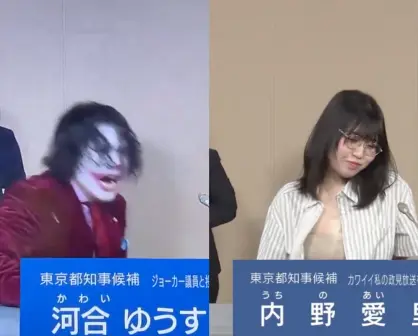 Mientras tanto en Tokio… candidato se disfraza de Joker y otra se quita la blusa