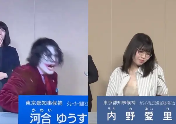 Mientras tanto en Tokio… candidato se disfraza de Joker y otra se quita la blusa