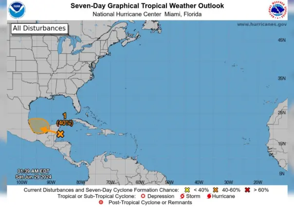 Pronóstico de lluvias intensas por disturbio 94L en Tamaulipas