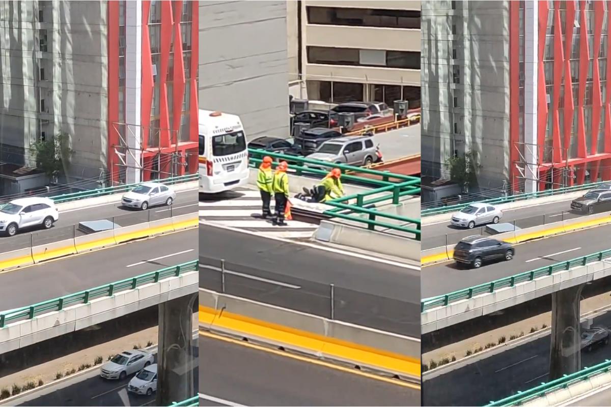 Colchón tirado en segundo piso del Periférico de CDMX. Foto: Captura de pantalla