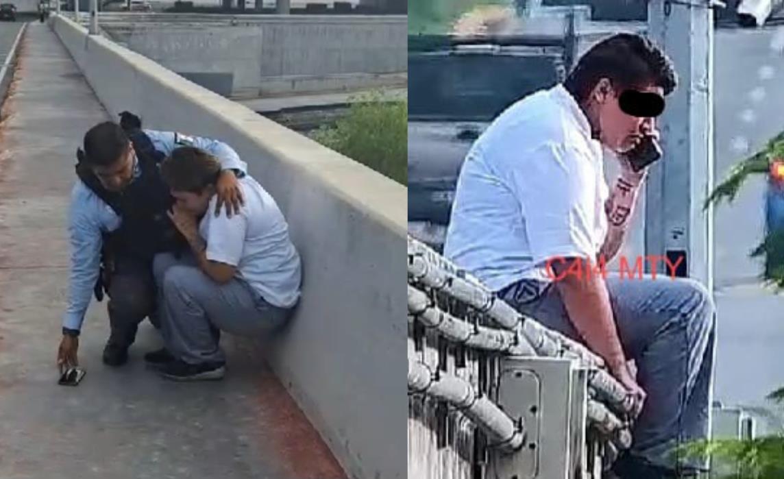 Rescatan a una mujer, luego de un intento de suicidio. Foto: Policía de Monterrey