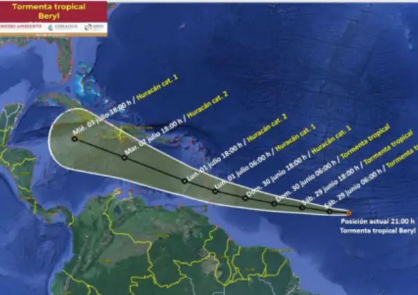 Tormenta Tropical Beryl: Alerta de huracán categoría 1