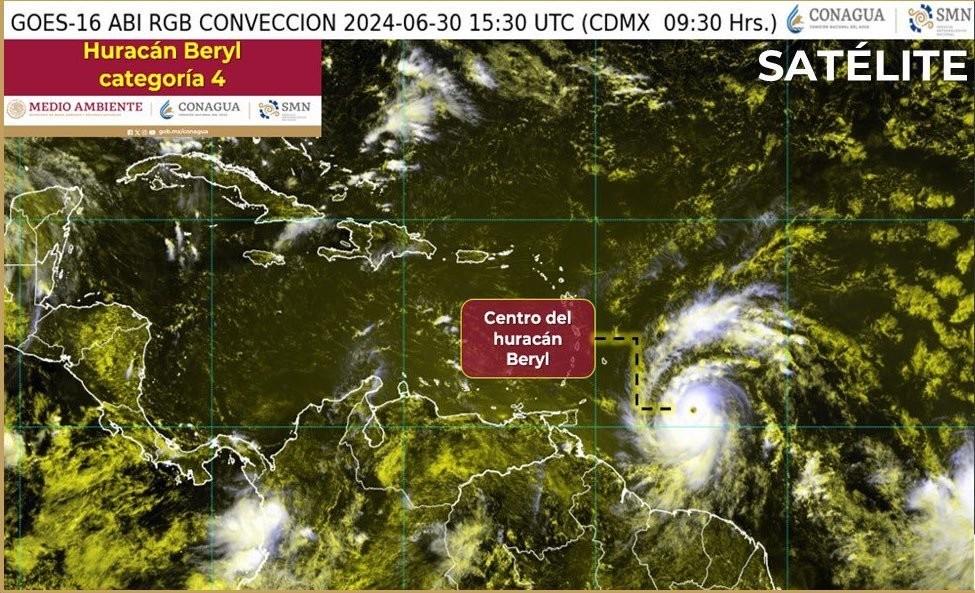 Huracán Beryl. Foto: Conagua