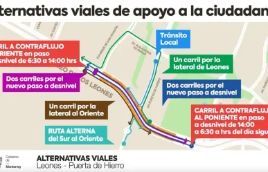 Gobierno de Monterrey habilitará nuevos carriles en Paseo de los Leones