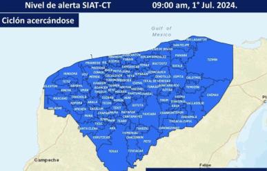 Emiten la alerta azul para todo Yucatán por la presencia de Beryl