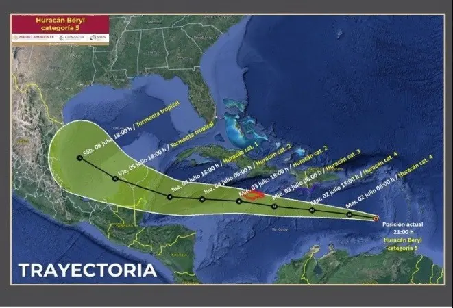 El huracán Beryl representa una amenaza significativa debido a su intensidad. Foto: Especial.