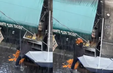 Otra de taqueros: Se les cae el trompo durante lluvia y lo vuelven a vender