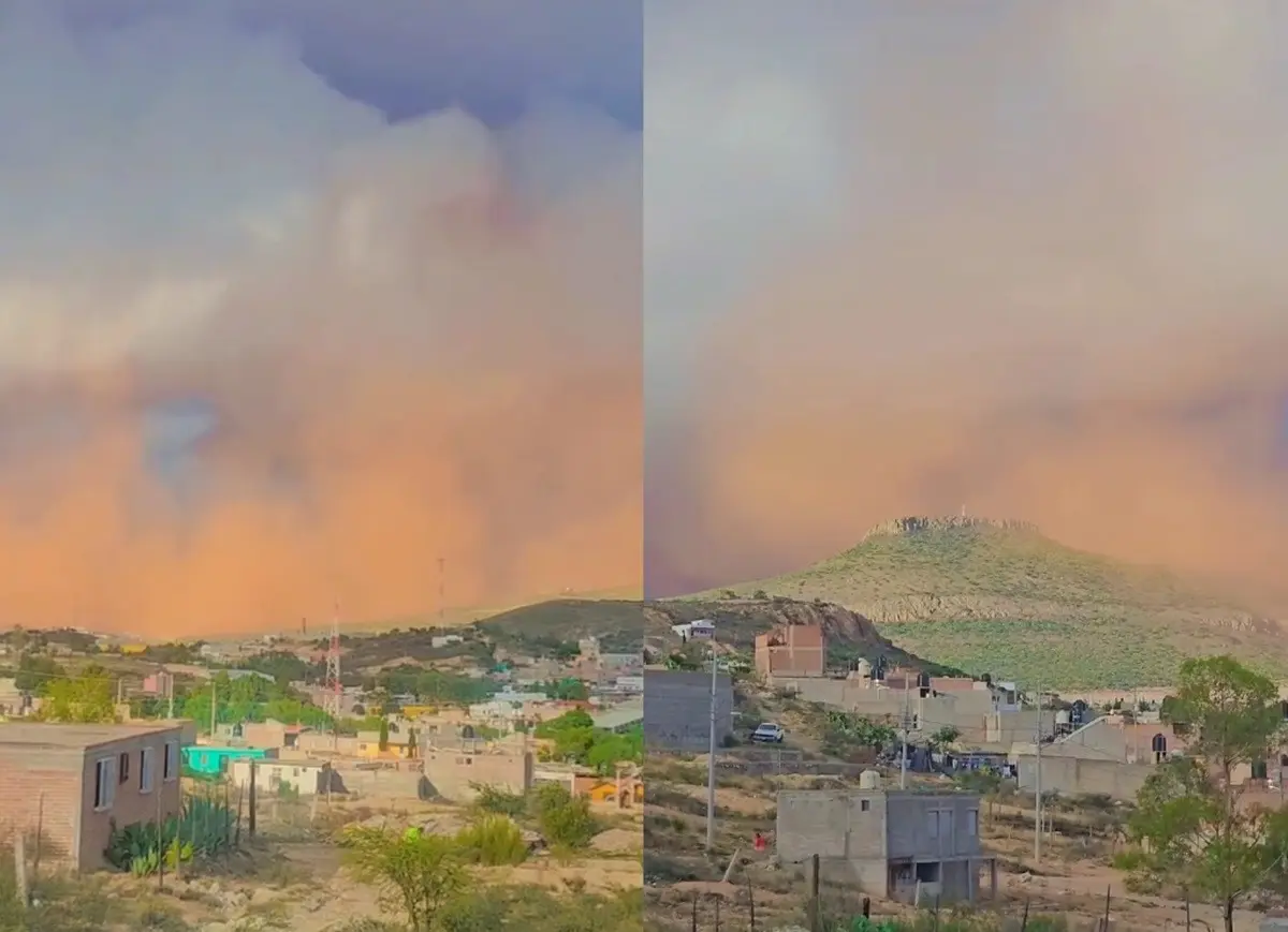 Una tormenta de polvo del desierto del Sahara fue captada en el municipio de Sombrerete, Zacatecas. Foto: Facebook Alonso Eskivel