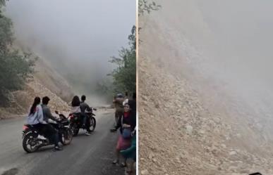 Captan deslave en carretera de Chiapas por lluvias | VIDEO