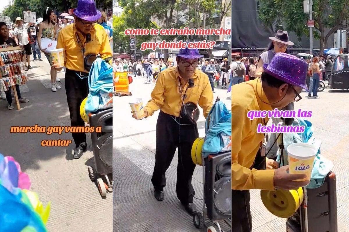 Señor con bocina y micrófono en calles de la CdMx. Foto: TikTok @ilsebeltp