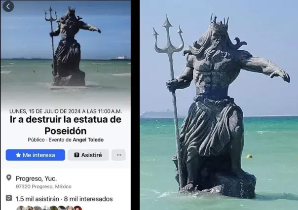 Yucatecos organizan evento en Facebook para destruir la estatua de Poseidón