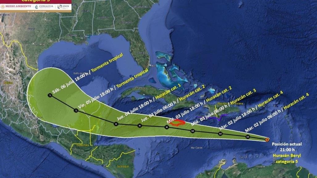 Huracán Beryl amenaza con impactar dos veces en México